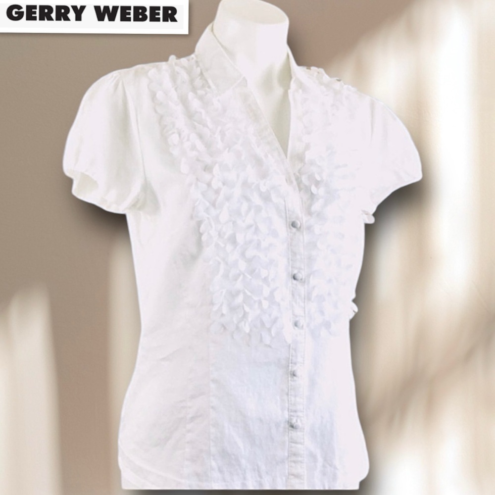 GERRY WEBER White Cotton Button Down Blouse Top